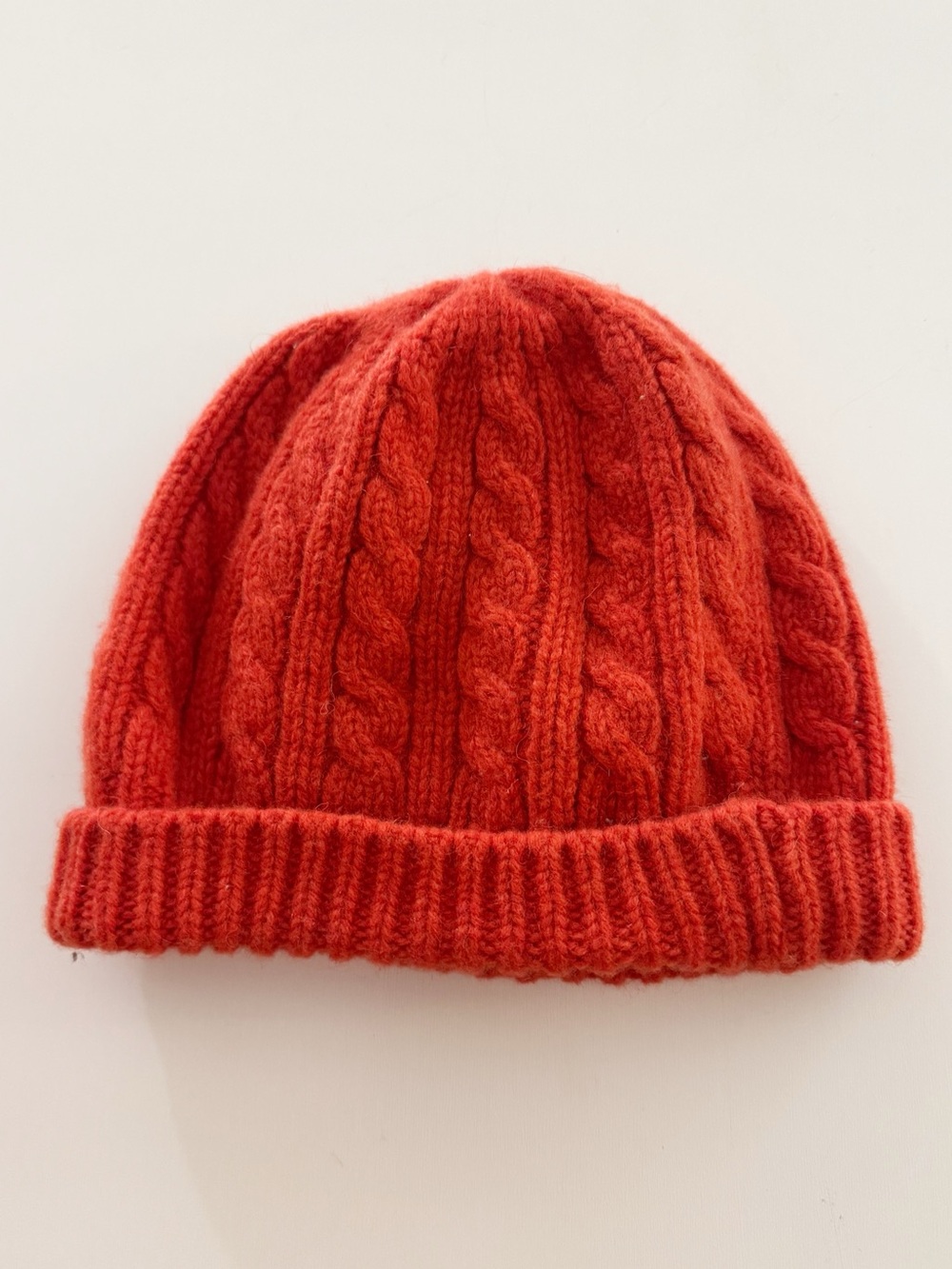 Gap Y2K Lambs Wool Cable Knit Orange Beanie